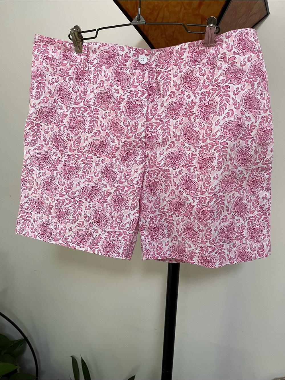 Talbots Chino Pink Paisley Shorts Sz 14